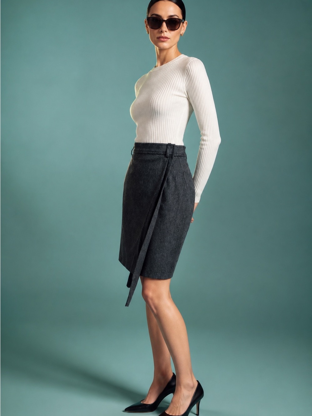 Yves Saint Laurent Rive Gauche Pencil Skirt YSL Vintage 70s 34 Made in France - Picture 5 of 15